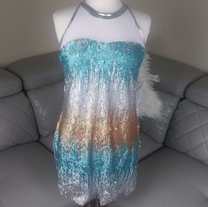Double platinum sequin dress 👗XL